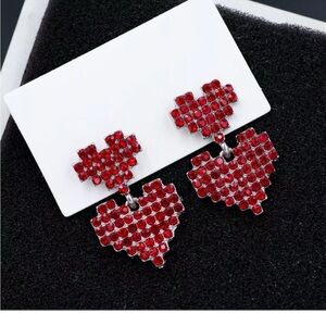 Cute Retro Double Red Hearts Earrings